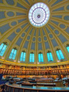 Die plafon van die Ronde Leessaall in die Britse Museum